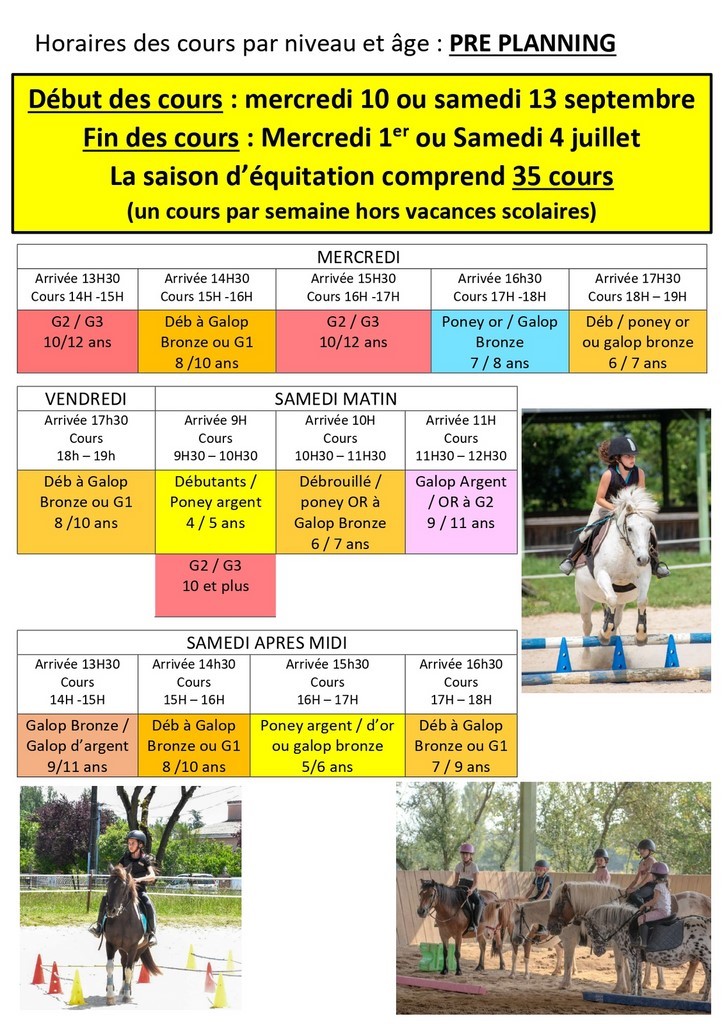 cours poneys 2025 2026